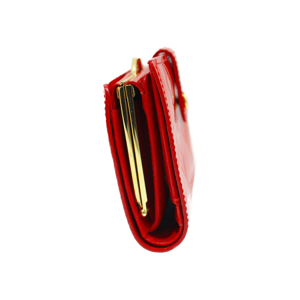 LOUIS VUITTON Porte Monnaie Viennois Vernis Red Bi fold Wallet Coin Purse - Picture 3 of 10
